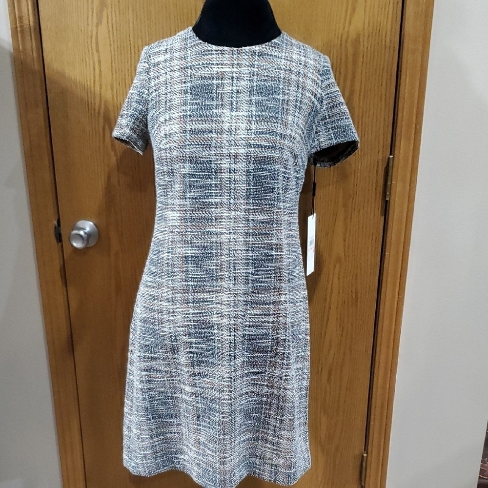 Calvin Klein Orange and Gray Midi Dress Modern Elegance